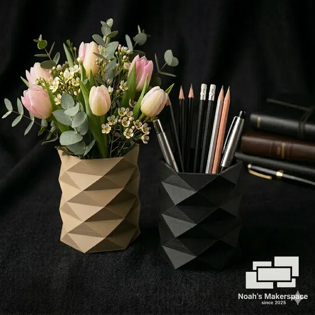 Mẫu bình hoa và ống cắm bút hình học in 3D hiện đại - Image 1