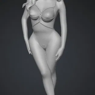 Mô hình 3D nhân vật nữ Crimson Satin Bodysuit nghệ thuật