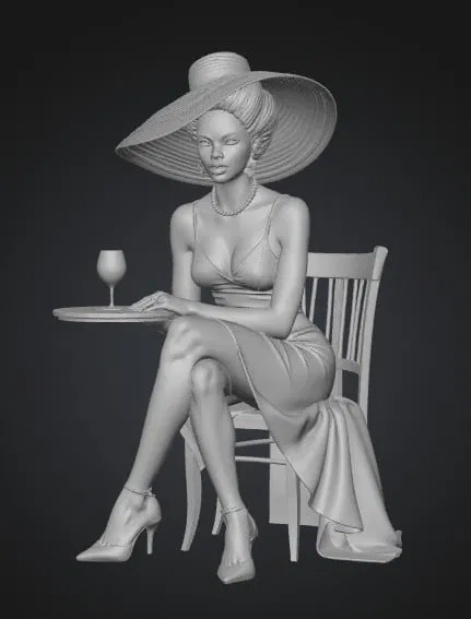 Mô hình 3D nàng tiểu thư kiêu sa đội mũ đỏ - Red Hat Elegance - Image 1