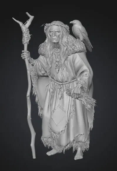 Mô hình 3D người ẩn dật trong rừng và quạ đen (Forest Hermit) - Image 1