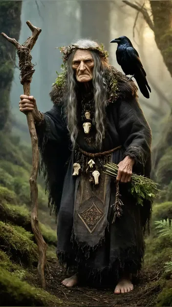 Mô hình 3D người ẩn dật trong rừng và quạ đen (Forest Hermit) - Image 2