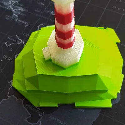 Mô hình trang trí ngọn hải đăng trên đảo theo phong cách Lowpoly