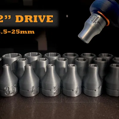 Bộ đầu tuýp (socket) lục giác hệ mét 1/2 inch (cỡ 3.5-25mm)