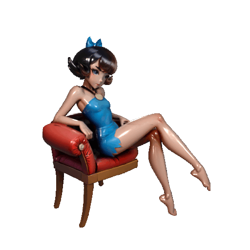 Mô hình 3D Betty Rubble ngồi ghế cực kỳ xinh xắn và chi tiết