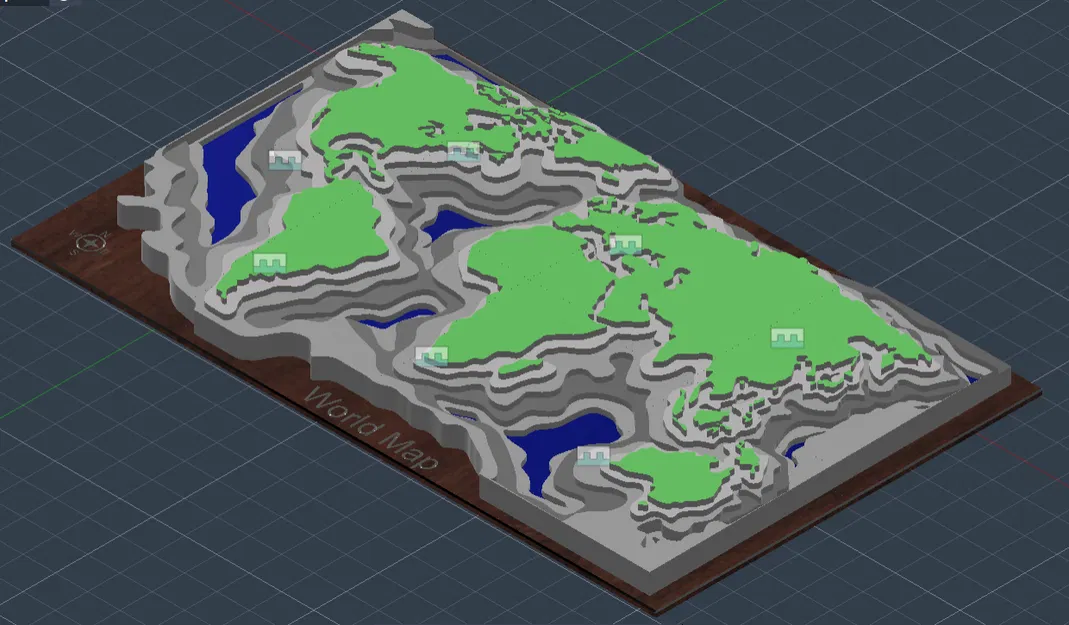 Mô hình bản đồ thế giới địa hình 3D (Topographic World Map) - Image 1
