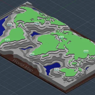 Mô hình bản đồ thế giới địa hình 3D (Topographic World Map)
