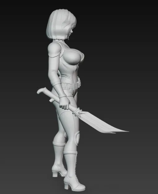 Mô hình nữ sát thủ đeo mặt nạ cầm đoản kiếm cực chất cho in 3D - Image 3