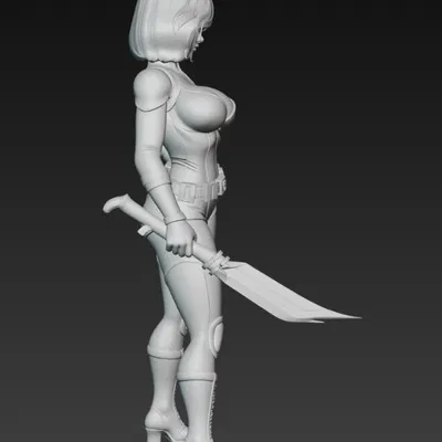 Mô hình nữ sát thủ đeo mặt nạ cầm đoản kiếm cực chất cho in 3D