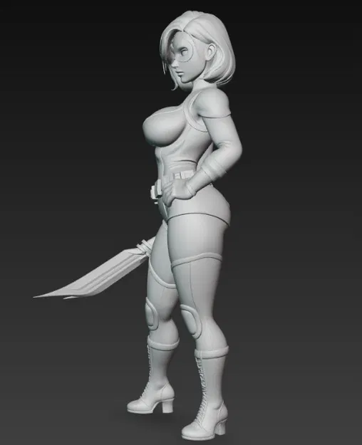 Mô hình nữ sát thủ đeo mặt nạ cầm đoản kiếm cực chất cho in 3D - Image 4