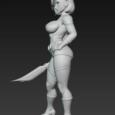 Mô hình nữ sát thủ đeo mặt nạ cầm đoản kiếm cực chất cho in 3D