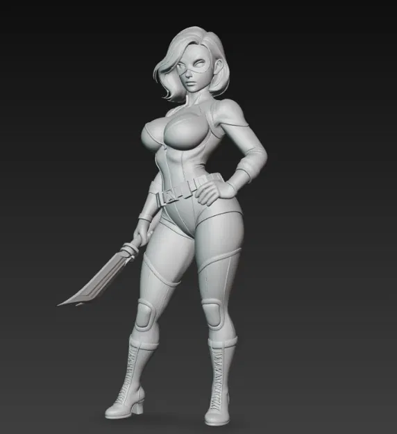 Mô hình nữ sát thủ đeo mặt nạ cầm đoản kiếm cực chất cho in 3D - Image 5