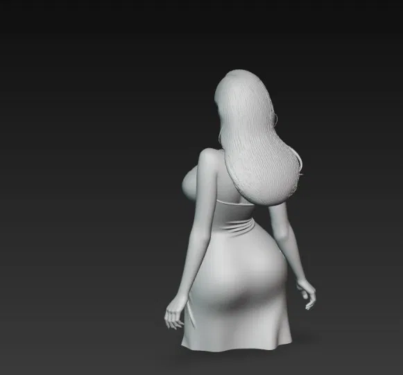 Mô hình 3D tượng cô gái quyến rũ trong bộ đầm thời trang - Image 2
