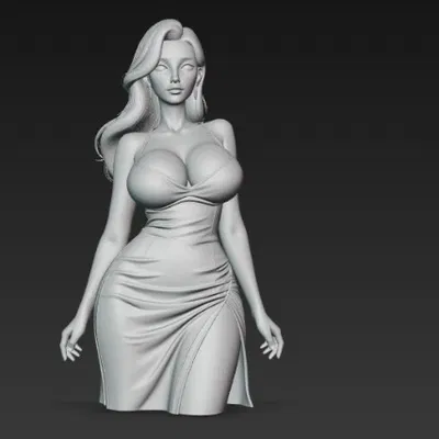 Mô hình 3D tượng cô gái quyến rũ trong bộ đầm thời trang