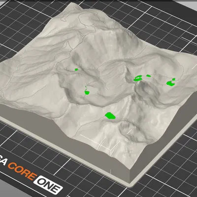 Mô hình địa hình Jake's Lake và núi Mount Fernow