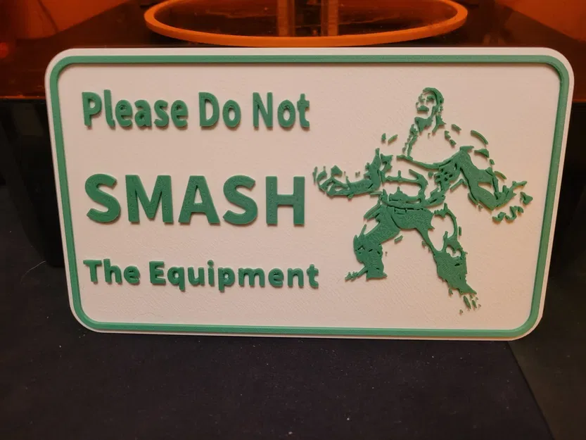 Bảng cảnh báo hài hước Hulk Smash Sign - Trang trí xưởng 3D - Image 1
