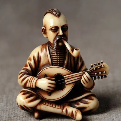 Mô hình tượng chiến binh Kozak chơi đàn Mandolin phong cách nghệ thuật