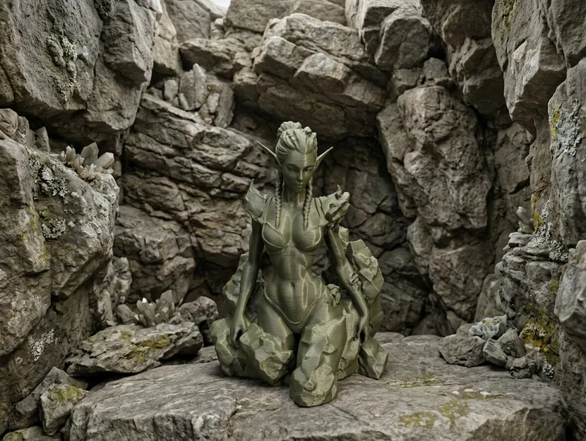 Tượng Elf Hộ Vệ Đá - Mô hình Fantasy - Image 1