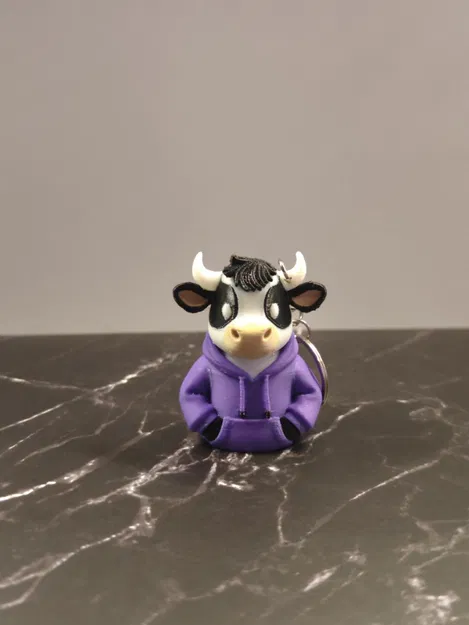 Móc khóa chú bò mặc áo Hoodie dễ thương - File in 3D cực chất - Image 1