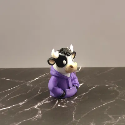 Móc khóa chú bò mặc áo Hoodie dễ thương - File in 3D cực chất