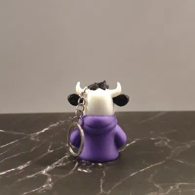 Móc khóa chú bò mặc áo Hoodie dễ thương - File in 3D cực chất