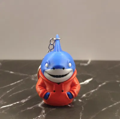 Móc khóa cá mập con mặc áo hoodie (Baby shark with hoodie) in 3D