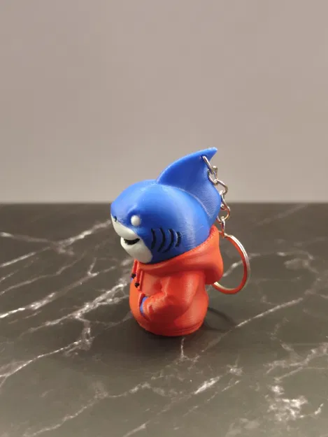 Móc khóa cá mập con mặc áo hoodie (Baby shark with hoodie) in 3D - Image 3