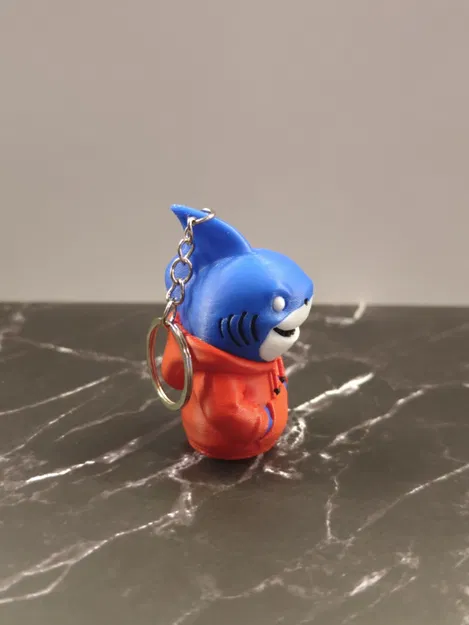 Móc khóa cá mập con mặc áo hoodie (Baby shark with hoodie) in 3D - Image 4