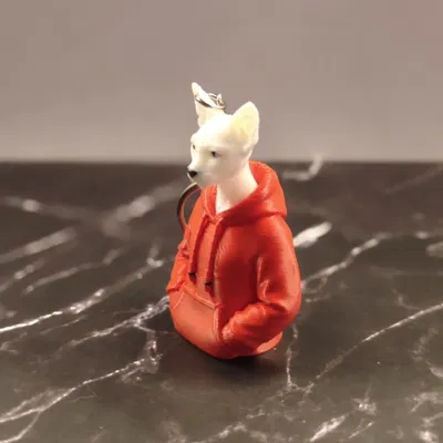 Mô hình mèo mặc áo hoodie 3D in - Phụ kiện móc khóa độc đáo