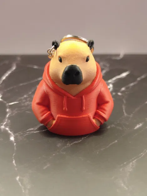 Móc khóa Capybara mặc áo hoodie xinh xắn - File in 3D độc đáo - Image 1
