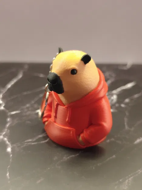 Móc khóa Capybara mặc áo hoodie xinh xắn - File in 3D độc đáo - Image 2