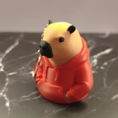 Móc khóa Capybara mặc áo hoodie xinh xắn - File in 3D độc đáo