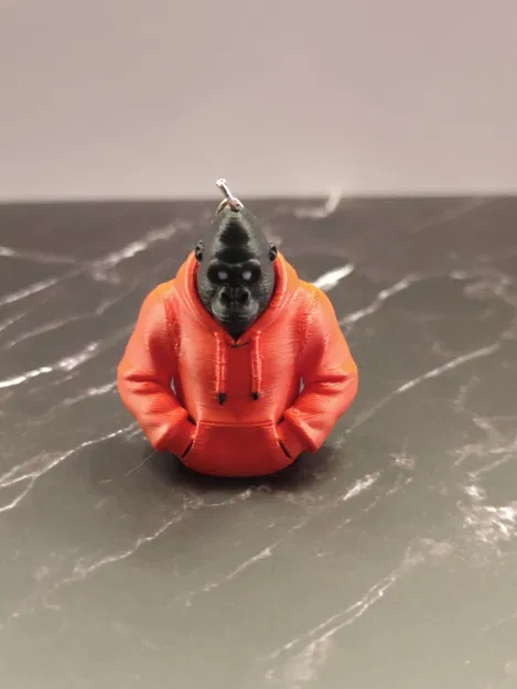 Móc khóa khỉ Gorilla mặc áo hoodie - Mô hình in 3D độc đáo - Image 1