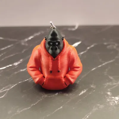 Móc khóa khỉ Gorilla mặc áo hoodie - Mô hình in 3D độc đáo