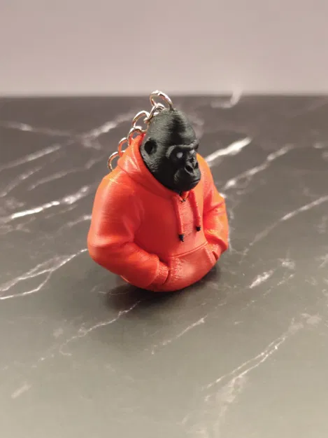 Móc khóa khỉ Gorilla mặc áo hoodie - Mô hình in 3D độc đáo - Image 2