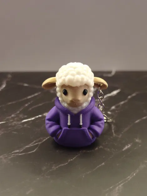 Móc khóa Cừu mặc áo Hoodie (Sheep with hoodie) - Mô hình 3D dễ thương - Image 1