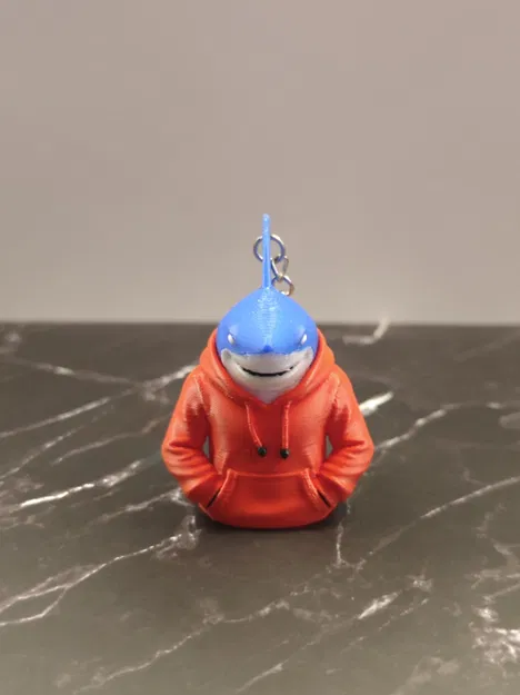 Mẫu in 3D móc khóa cá mập mặc áo hoodie (Shark with hoodie) siêu dễ thương - Image 2