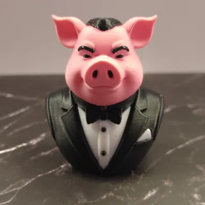 Mô hình tượng heo diện Tuxedo (Pig Bust) trang trí độc đáo