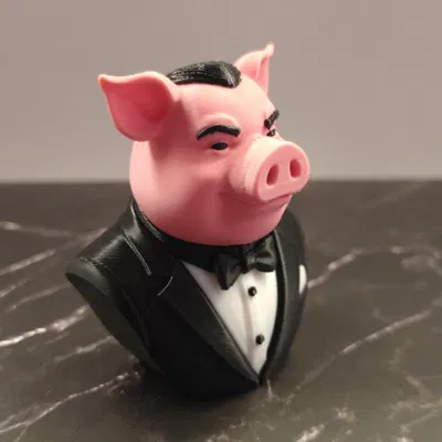 Mô hình tượng heo diện Tuxedo (Pig Bust) trang trí độc đáo