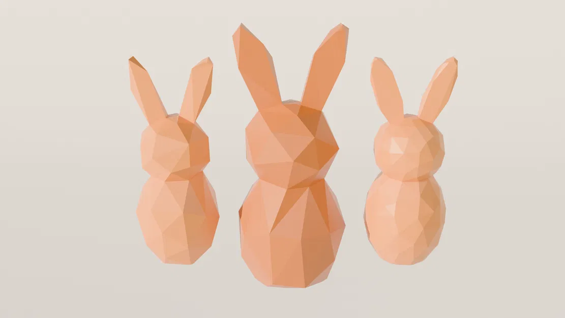 Bộ 3 Thỏ Phục sinh phong cách Low Poly tối giản - Image 1