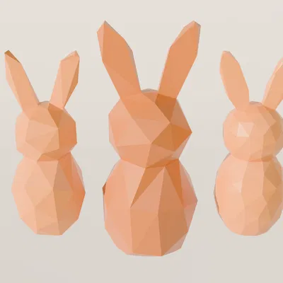 Bộ 3 Thỏ Phục sinh phong cách Low Poly tối giản