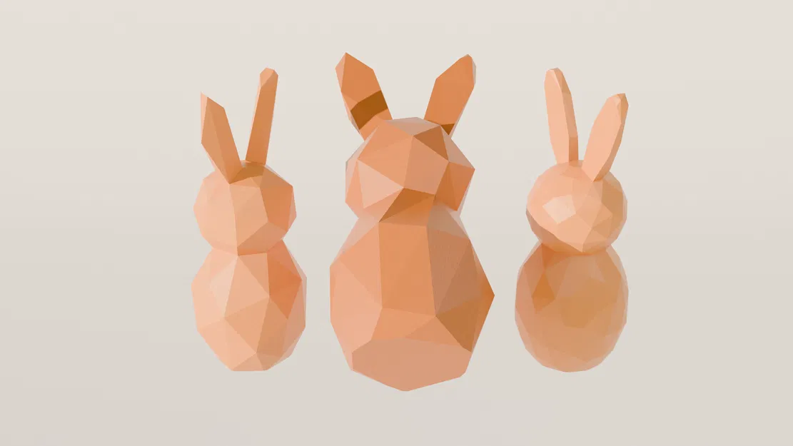 Bộ 3 Thỏ Phục sinh phong cách Low Poly tối giản - Image 2