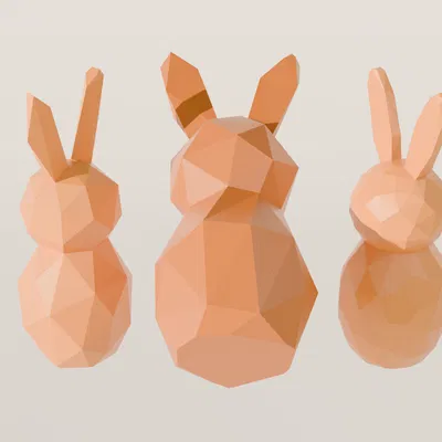 Bộ 3 Thỏ Phục sinh phong cách Low Poly tối giản