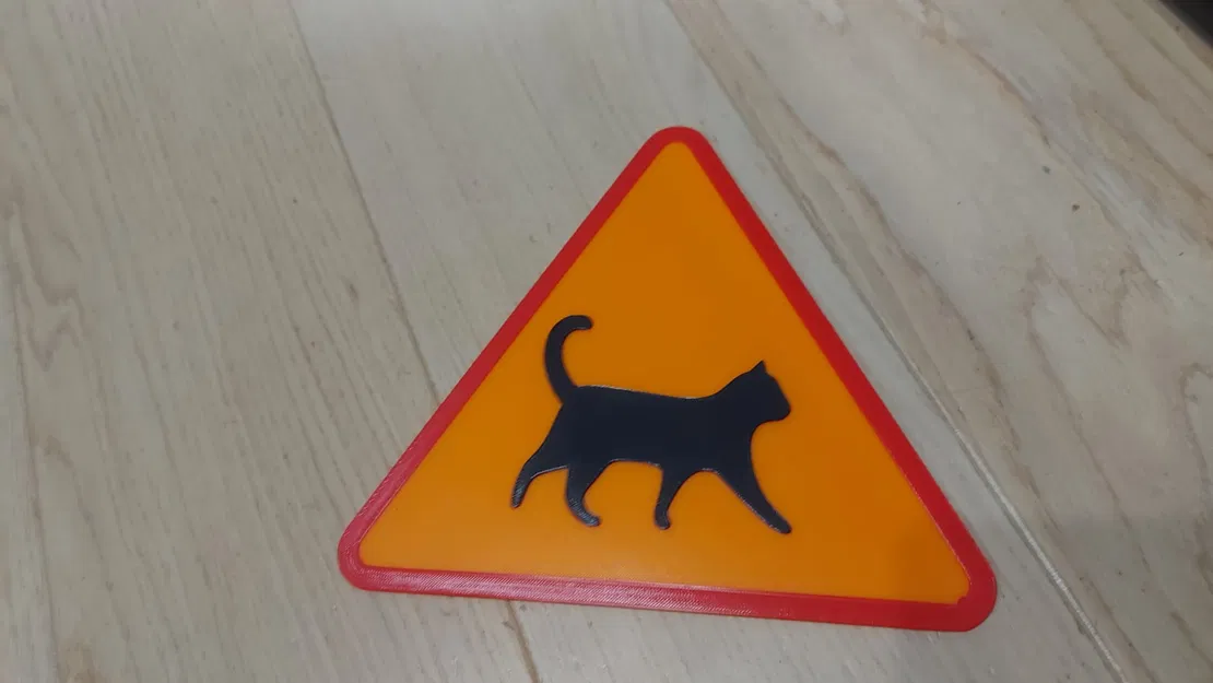 Biển báo: Cẩn thận Mèo! (In 3 màu / Không cần MMU) - Image 1