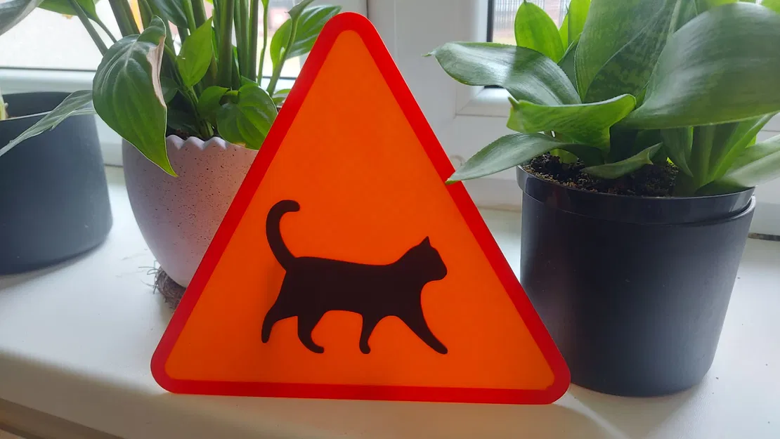 Biển báo: Cẩn thận Mèo! (In 3 màu / Không cần MMU) - Image 3