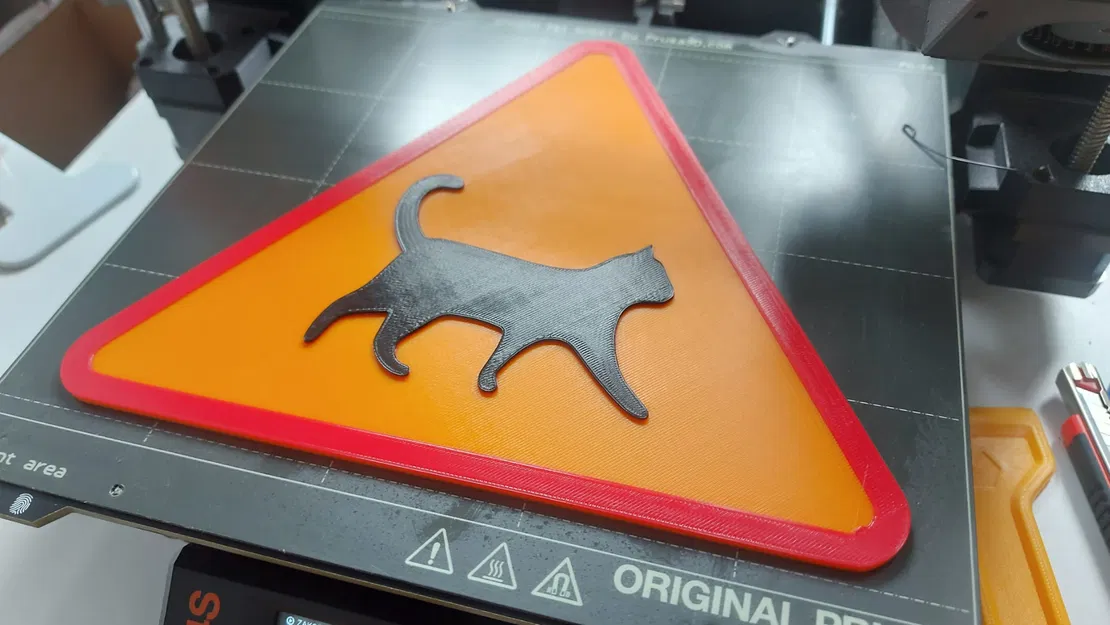 Biển báo: Cẩn thận Mèo! (In 3 màu / Không cần MMU) - Image 4