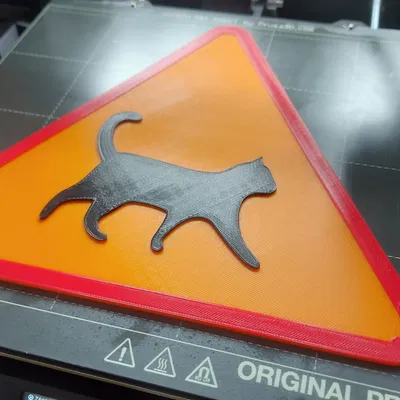 Biển báo: Cẩn thận Mèo! (In 3 màu / Không cần MMU)