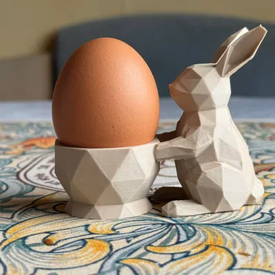 Đế giữ trứng hình chú thỏ Low Poly cho lễ Phục sinh