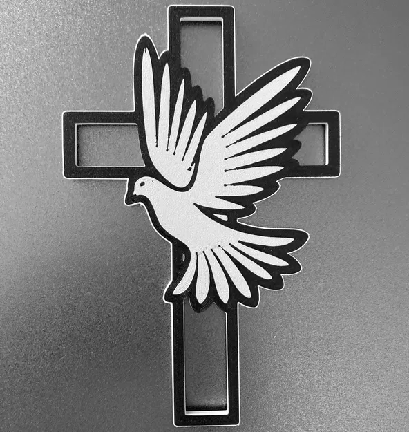 Mô hình 3D Thánh giá và chim bồ câu hòa bình trang trí tinh tế - Image 1