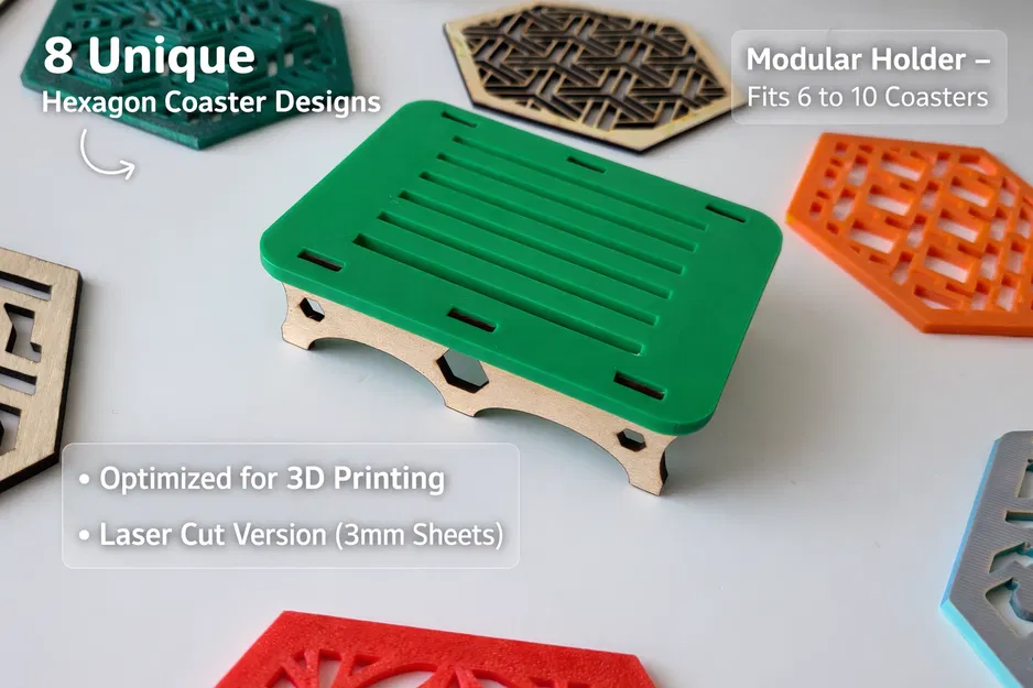 Bộ sưu tập đế lót ly hình lục giác (Coaster Collection) in 3D độc đáo - Image 1