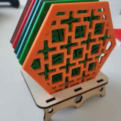 Bộ sưu tập đế lót ly hình lục giác (Coaster Collection) in 3D độc đáo